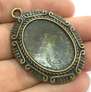 2 Pendant Blank Mountings Necklace Blank Cabochon Base Antique Bronze  Metal (30x22 blank)   G5177