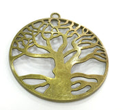 56 mm. Antique Bronze  Metal Large Tree Pendant   G5157