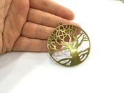 56 mm. Antique Bronze  Metal Large Tree Pendant   G5157