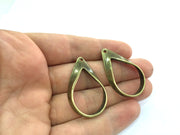 2pcs (40x25 mm.)  Antique Bronze  Metal Large Drop Pendant   G5160