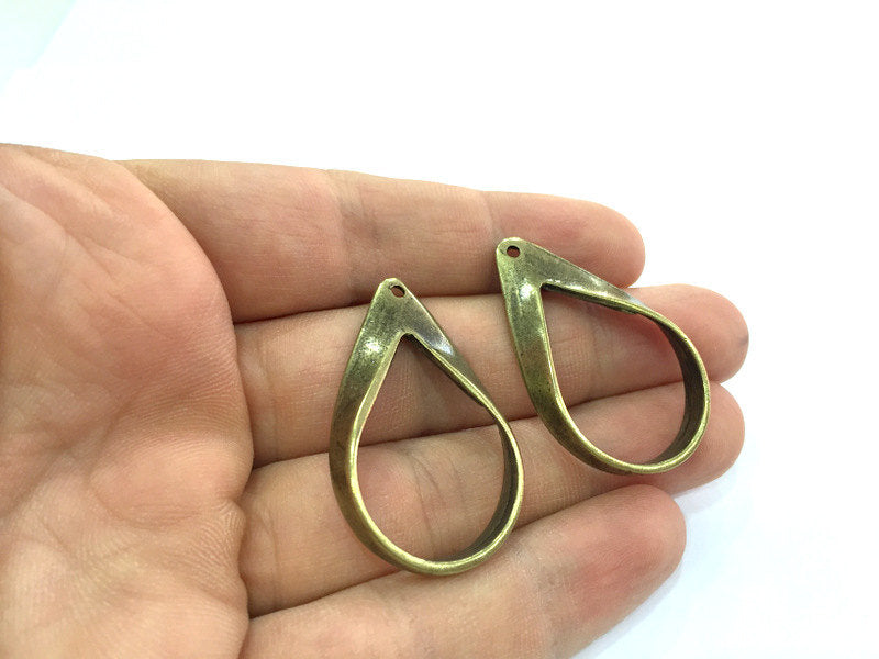 2pcs (40x25 mm.)  Antique Bronze  Metal Large Drop Pendant   G5160