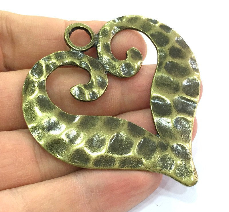Heart Pendant Antique Bronze  Metal Large Heart  Pendant 65x60 mm.    G15398
