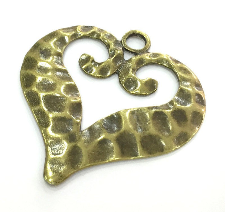 Heart Pendant Antique Bronze  Metal Large Heart  Pendant 65x60 mm.    G15398