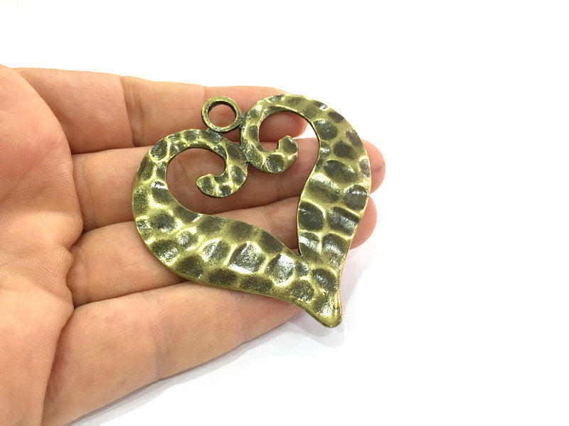 Heart Pendant Antique Bronze  Metal Large Heart  Pendant 65x60 mm.    G15398