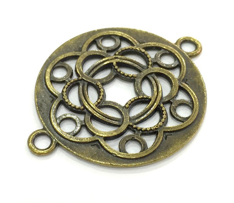 2 Pcs (36 mm.) Antique Bronze  Metal Large Pendant   G5166