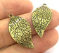 4 pcs (30x15 mm.)  Antique Bronze  Metal Leaf Pendant   G5170