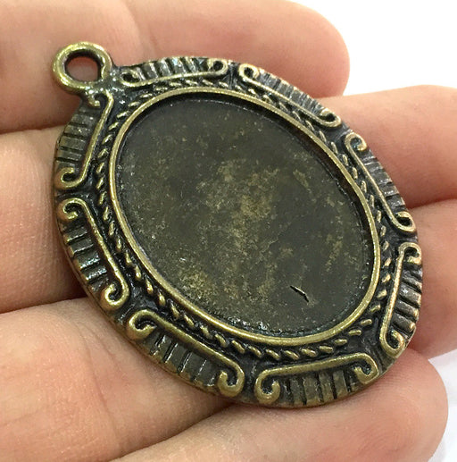 2 Pendant Blank Mountings Necklace Blank Cabochon Base Antique Bronze  Metal (30x22 blank)   G5177