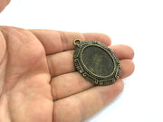 2 Pendant Blank Mountings Necklace Blank Cabochon Base Antique Bronze  Metal (30x22 blank)   G5177