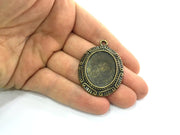 2 Pendant Blank Mountings Necklace Blank Cabochon Base Antique Bronze  Metal (30x22 blank)   G5177