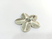 Flower Pendant Antique Silver Plated Metal 50mm   G5179