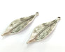 4 Pcs Antique Silver Plated Metal Leaf Pendant 47x15mm   G5183