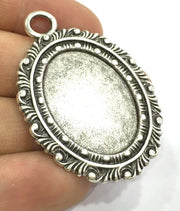 Antique Silver Plated Blank , Mountings  (30x22mm Blank)  G5190
