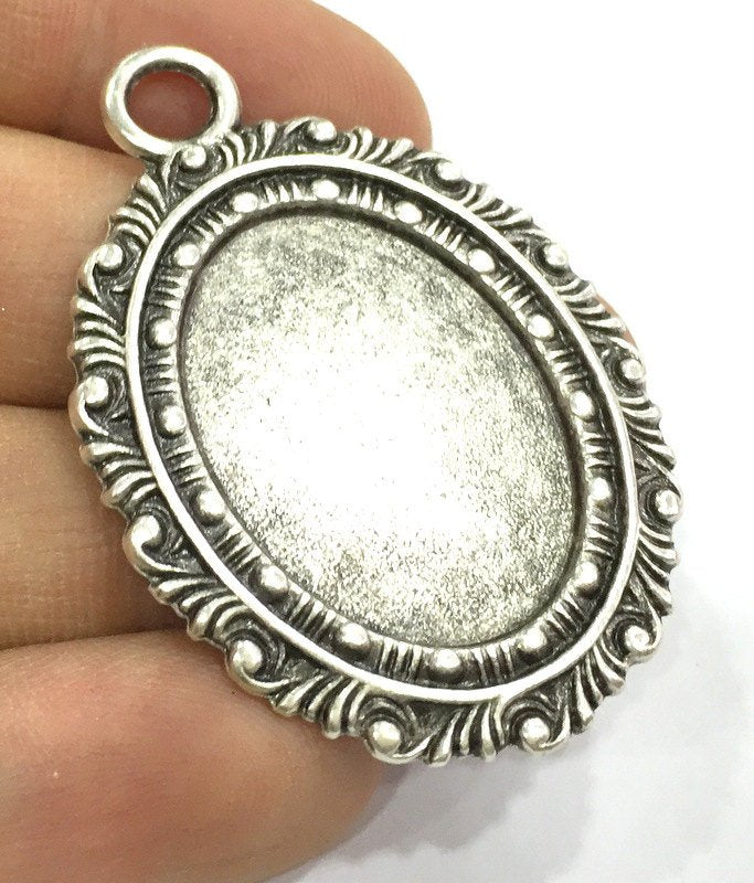 Antique Silver Plated Blank , Mountings  (30x22mm Blank)  G5190