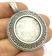 Antique Silver Plated Blank , Mountings  (24mm Blank)  G10809