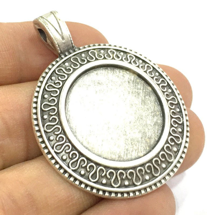 Antique Silver Plated Blank , Mountings  (24mm Blank)  G10809