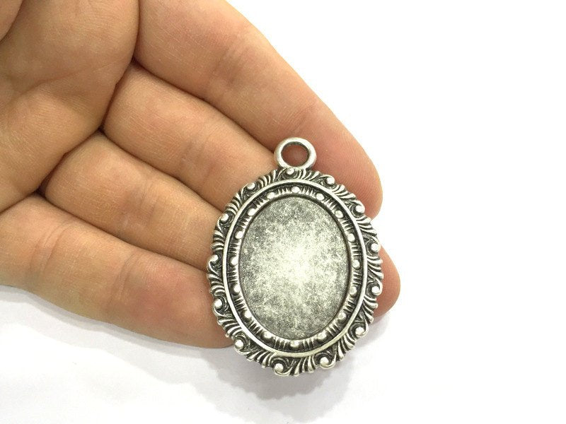 Antique Silver Plated Blank , Mountings  (30x22mm Blank)  G5190