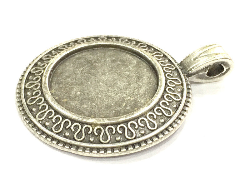 Antique Silver Plated Blank , Mountings  (24mm Blank)  G10809