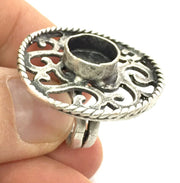 Adjustable Ring Blank, (10mm blank ) Antique Silver Plated Brass G5207