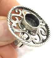 Adjustable Ring Blank, (10mm blank ) Antique Silver Plated Brass G5207