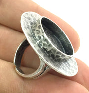 Adjustable Ring Blank, (20mm blank ) Antique Silver Plated Brass G5209