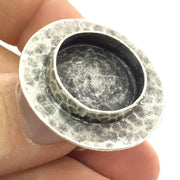 Adjustable Ring Blank, (20mm blank ) Antique Silver Plated Brass G5209