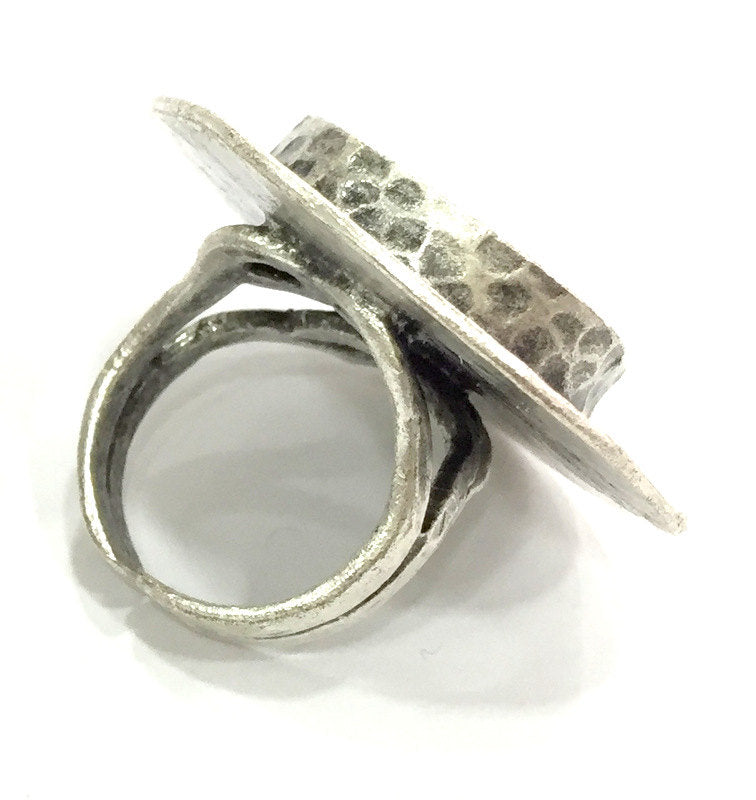 Adjustable Ring Blank, (20mm blank ) Antique Silver Plated Brass G5209