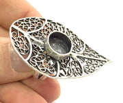 Adjustable Ring Blank, (10mm blank ) Antique Silver Plated Brass G5210