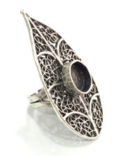 Adjustable Ring Blank, (10mm blank ) Antique Silver Plated Brass G5210