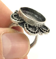 Adjustable Ring Blank, (16mm blank ) Antique Silver Plated Brass G5211