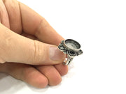 Adjustable Ring Blank, (16mm blank ) Antique Silver Plated Brass G5211