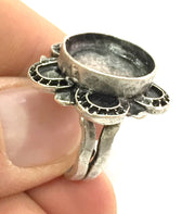 Adjustable Ring Blank, (16mm blank ) Antique Silver Plated Brass G5211