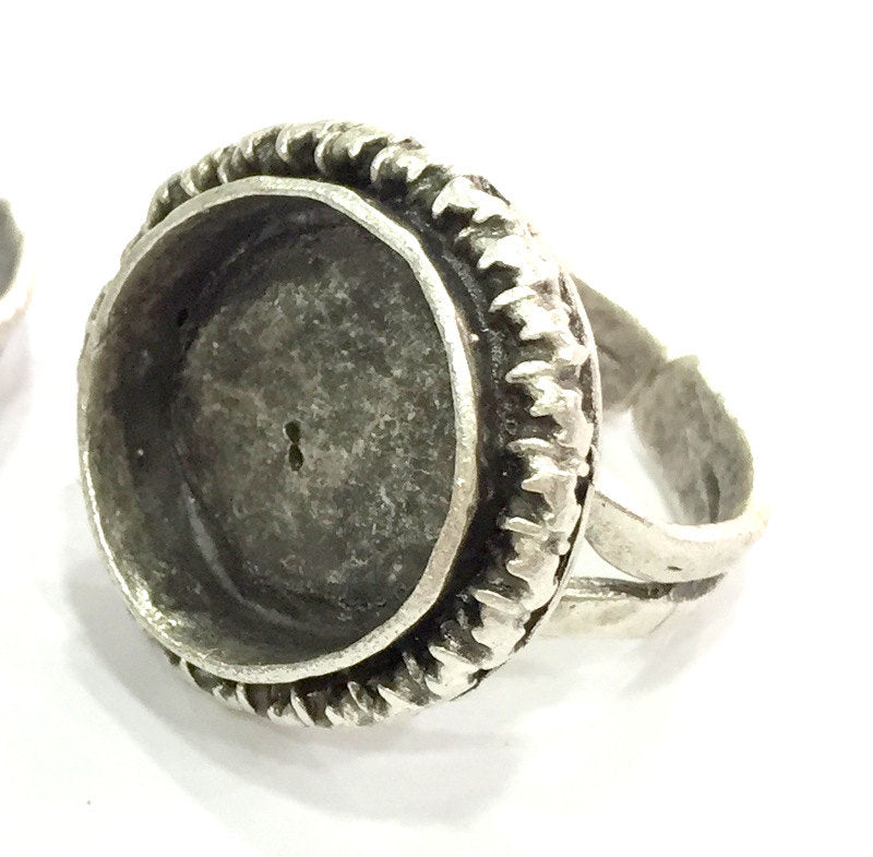 Adjustable Ring Blank, (16mm blank ) Antique Silver Plated Brass G5217