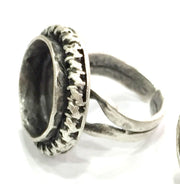 Adjustable Ring Blank, (16mm blank ) Antique Silver Plated Brass G5217