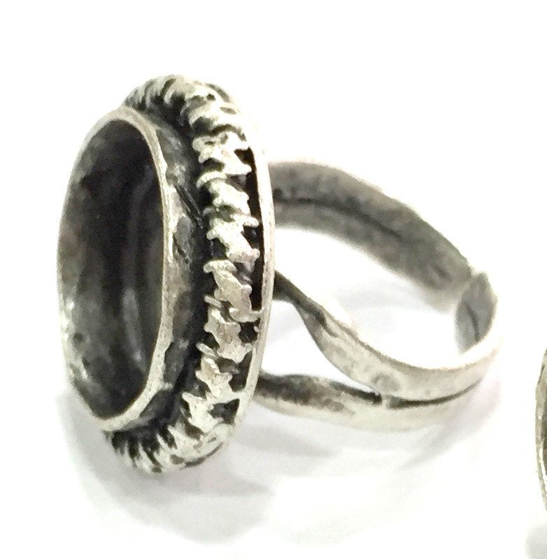 Adjustable Ring Blank, (16mm blank ) Antique Silver Plated Brass G5217