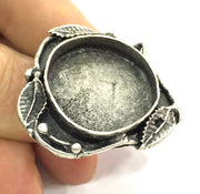 Adjustable Ring Blank, (25mm blank ) Antique Silver Plated Brass G5219