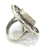 Adjustable Ring Blank, (18x13mm blank ) Antique Silver Plated Brass G5221