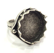 Adjustable Ring Blank, (20 mm blank ) Antique Silver Plated Brass G5222