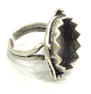 Adjustable Ring Blank, (20 mm blank ) Antique Silver Plated Brass G5222