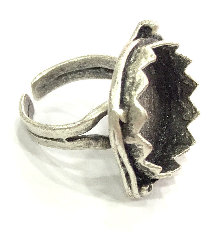 Adjustable Ring Blank, (20 mm blank ) Antique Silver Plated Brass G5222