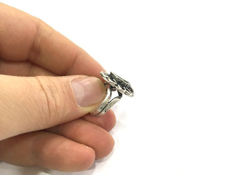 Adjustable Ring Blank, (10 mm blank ) Antique Silver Plated Brass G5224