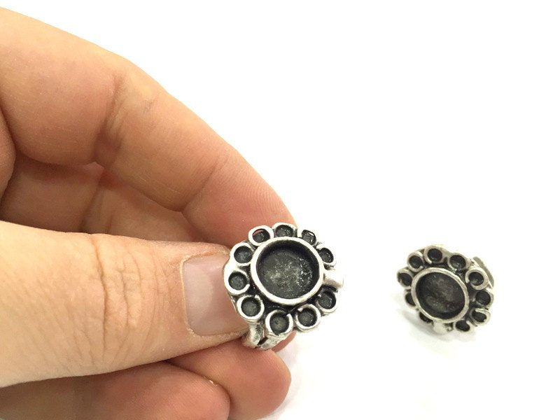Adjustable Ring Blank, (10 mm blank ) Antique Silver Plated Brass G5224
