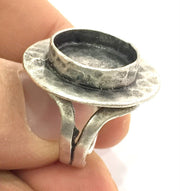 Adjustable Ring Blank, (16 mm blank ) Antique Silver Plated Brass G5231