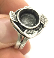 Adjustable Ring Blank, (10 mm blank ) Antique Silver Plated Brass G5238