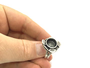 Adjustable Ring Blank, (10 mm blank ) Antique Silver Plated Brass G5238