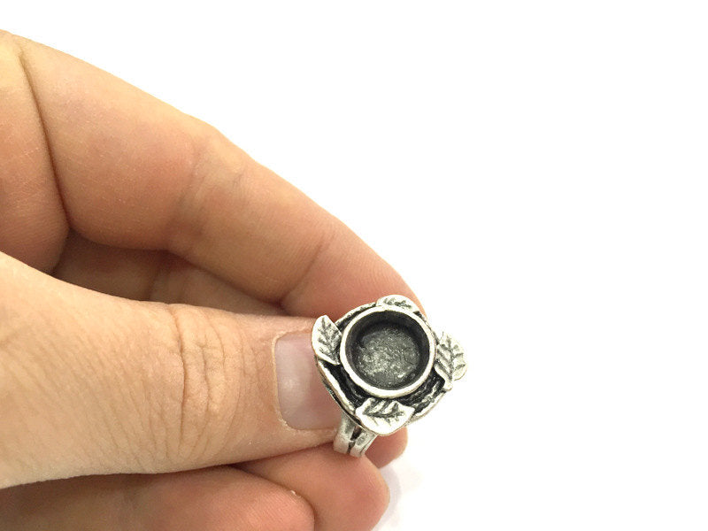 Adjustable Ring Blank, (10 mm blank ) Antique Silver Plated Brass G5238