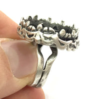Adjustable Ring Blank, (20 mm blank ) Antique Silver Plated Brass G5239