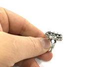 Adjustable Ring Blank, (20 mm blank ) Antique Silver Plated Brass G5239