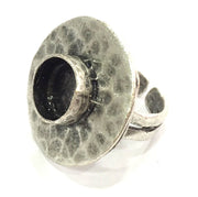 Adjustable Ring Blank, (10 mm blank ) Antique Silver Plated Brass G5240