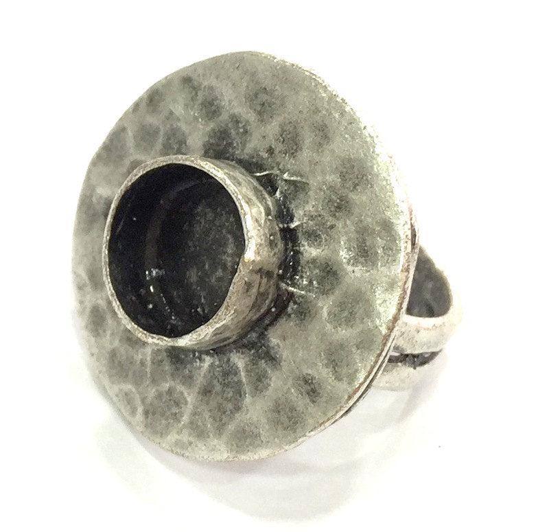 Adjustable Ring Blank, (10 mm blank ) Antique Silver Plated Brass G5240