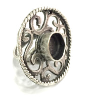 Adjustable Ring Blank, (10mm blank ) Antique Silver Plated Brass G5207